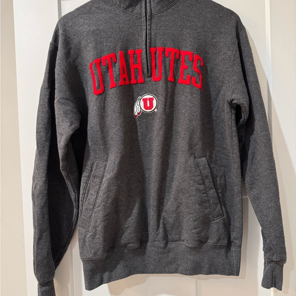 Champion Gray and Red Zip Up Sweater